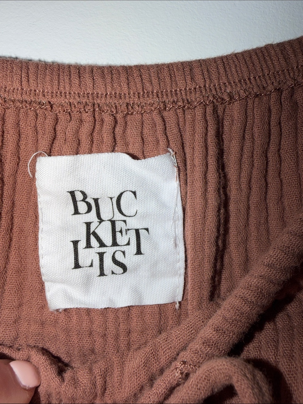 BUCKETLIST Wide-Leg Drawstring Pants in Brown festival style size small - Picture 5 of 7